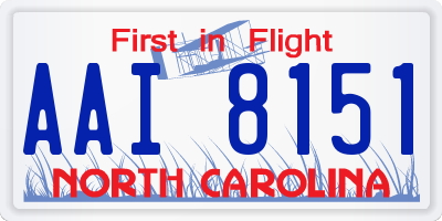 NC license plate AAI8151