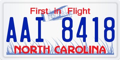 NC license plate AAI8418