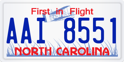 NC license plate AAI8551