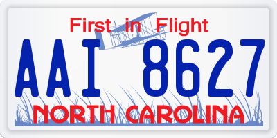 NC license plate AAI8627
