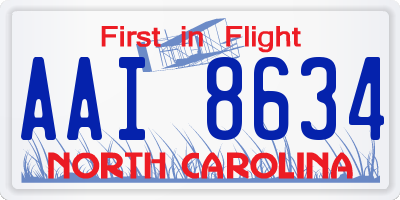NC license plate AAI8634