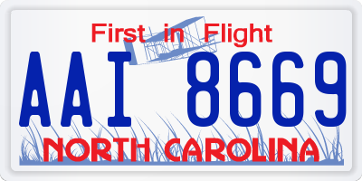 NC license plate AAI8669