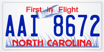 NC license plate AAI8672