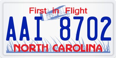NC license plate AAI8702