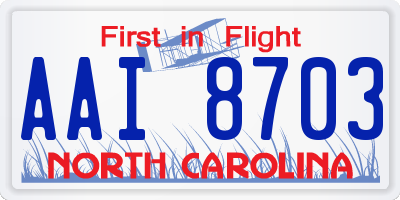 NC license plate AAI8703