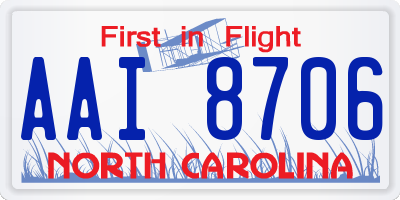 NC license plate AAI8706