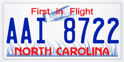 NC license plate AAI8722
