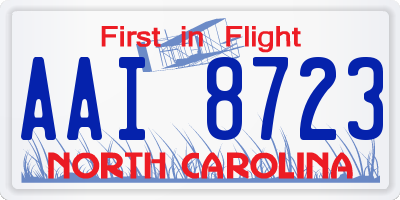 NC license plate AAI8723