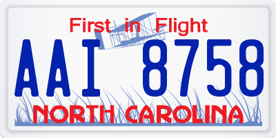 NC license plate AAI8758