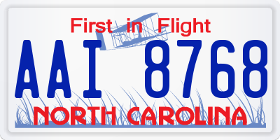 NC license plate AAI8768