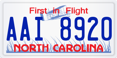 NC license plate AAI8920