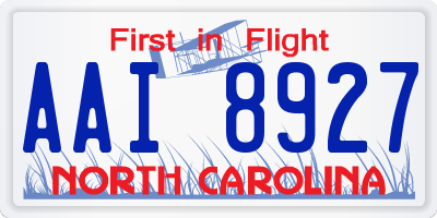 NC license plate AAI8927