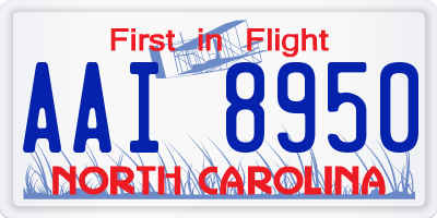 NC license plate AAI8950