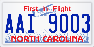 NC license plate AAI9003