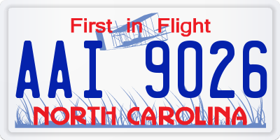 NC license plate AAI9026