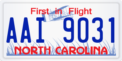 NC license plate AAI9031