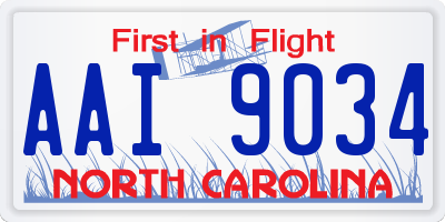 NC license plate AAI9034