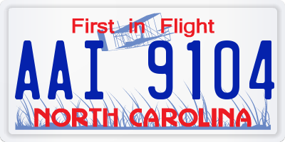 NC license plate AAI9104