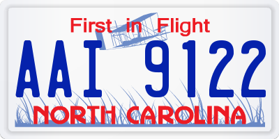 NC license plate AAI9122