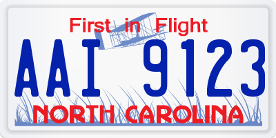 NC license plate AAI9123