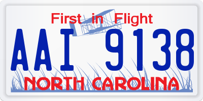 NC license plate AAI9138
