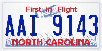 NC license plate AAI9143