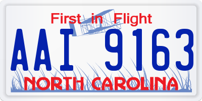 NC license plate AAI9163