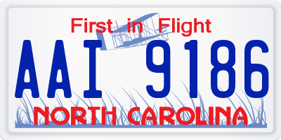 NC license plate AAI9186