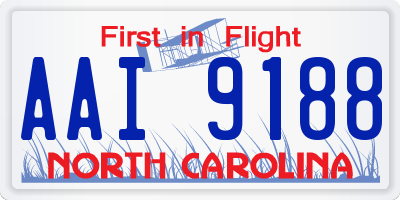 NC license plate AAI9188