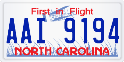 NC license plate AAI9194