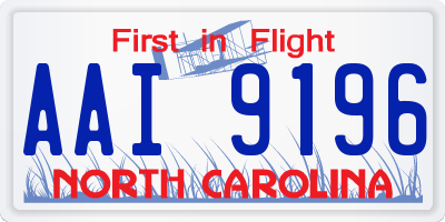 NC license plate AAI9196