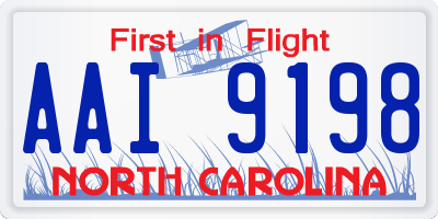 NC license plate AAI9198