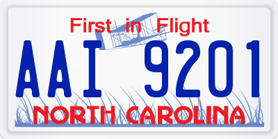 NC license plate AAI9201
