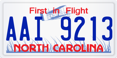NC license plate AAI9213