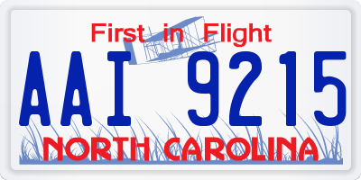 NC license plate AAI9215