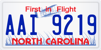 NC license plate AAI9219