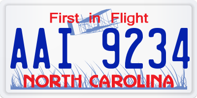 NC license plate AAI9234