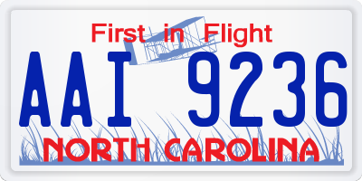 NC license plate AAI9236