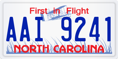 NC license plate AAI9241