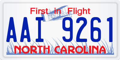 NC license plate AAI9261