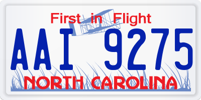 NC license plate AAI9275