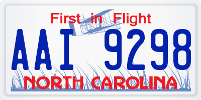 NC license plate AAI9298