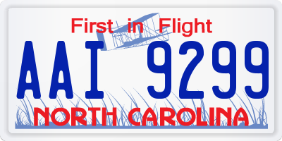 NC license plate AAI9299