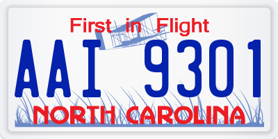 NC license plate AAI9301