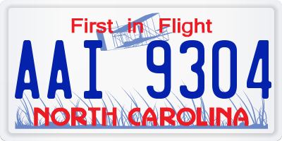 NC license plate AAI9304