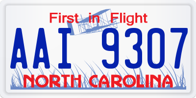 NC license plate AAI9307