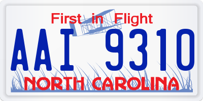 NC license plate AAI9310