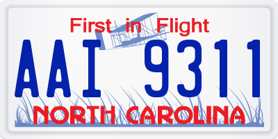 NC license plate AAI9311