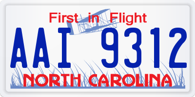 NC license plate AAI9312