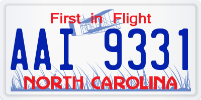 NC license plate AAI9331